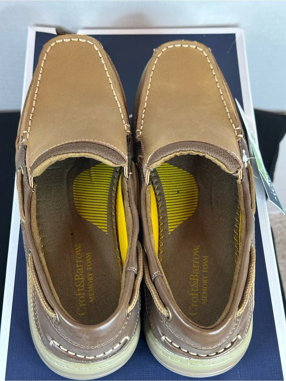 croft & barrow Tan Leather Slip-On Men's Loafers, memory foam, size 8
